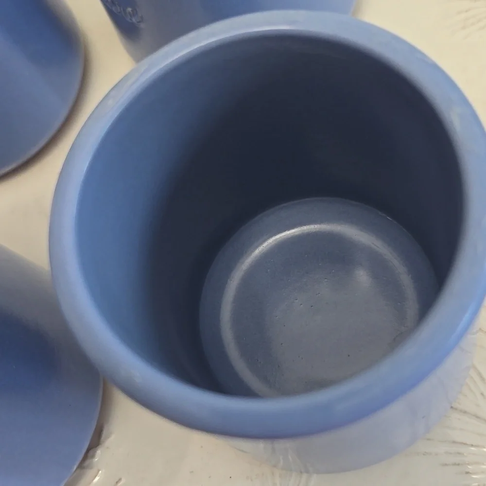 Set Of 4 La Fermiere Yogurt Terrracotta Pots Perwinkle Blue